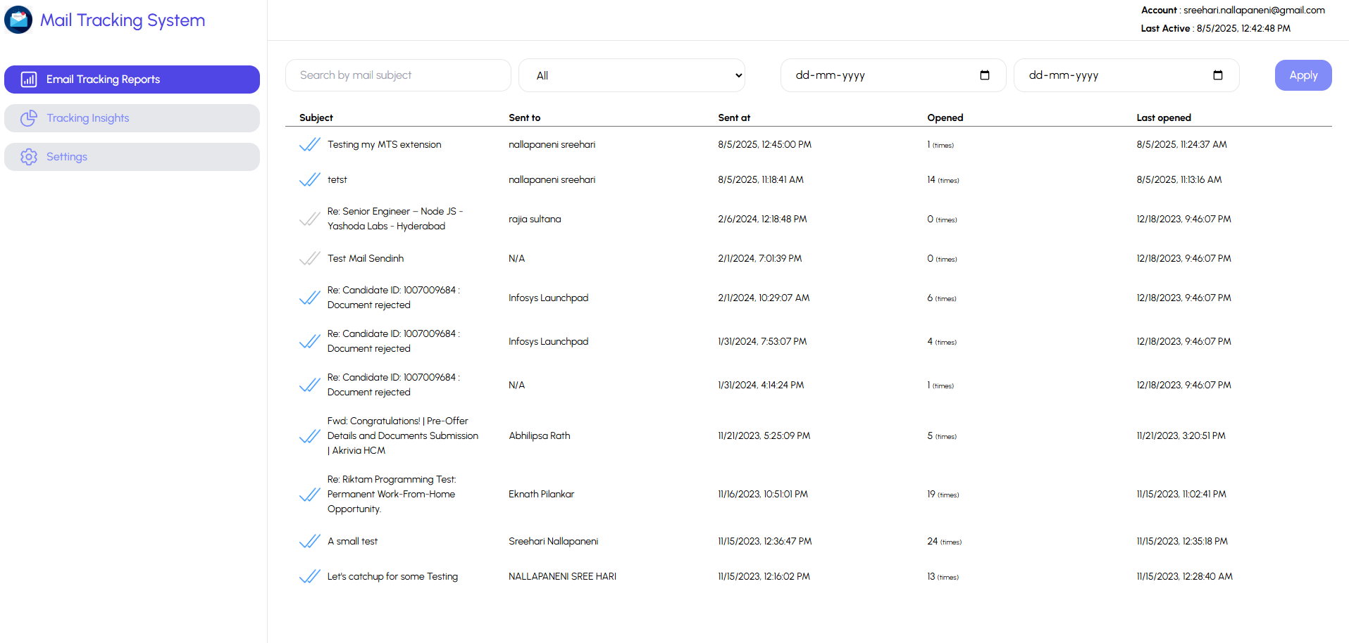 Mail Tracking System